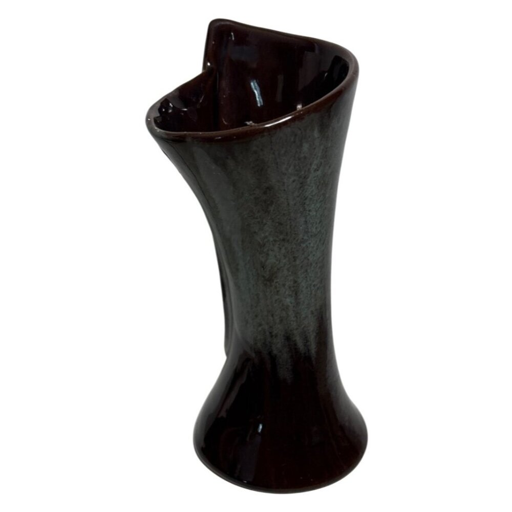 McMaster Pottery Vase Black Gray Drip Glaze 7 x 3" Mid Century Modern Vtg Canada